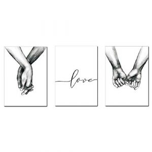 Love and Hand Canvas B/W Wall Art