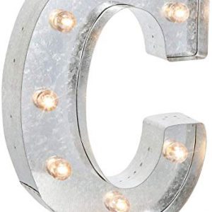 Lighted Galvanized Metal Letter C