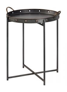 Farmhouse-style Bronzed Metal Tray Table