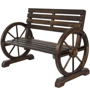 Farmhouse Wooden Wagon Wheel Bench