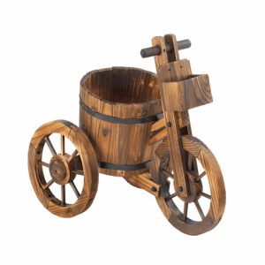 Wood Rain Barrel Tricycle Planter