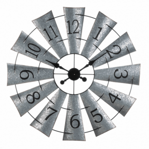 Galvanized Windmill Wall Clock