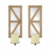 Wood Mirrored Candle Sconce Set