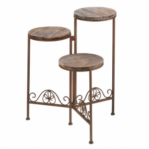 Rustic Iron Triple Planter Stand