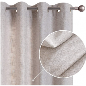 Textured Beige Linen Farmhouse Curtains