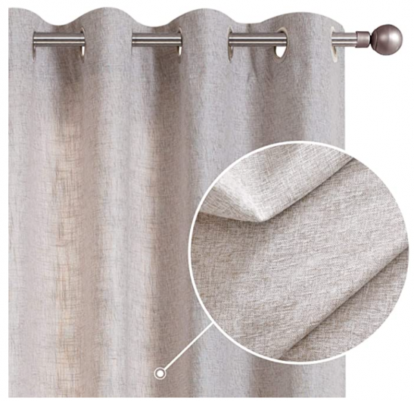 Textured Beige Linen Farmhouse Curtains